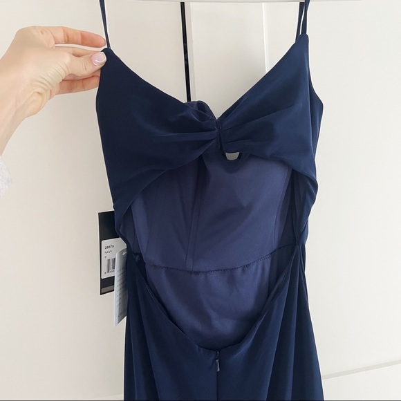 La Femme Gown High Slit Jersey Ruched Dress NWT - Picture 7 of 10